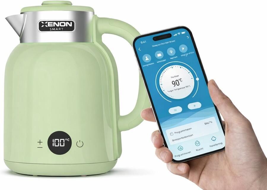 XENON SMART X7101 Slimme Waterkoker 1.5L 2200W Wifi & App RVS 304 Temperatuurregeling (45°C-100°C) Warmhoudfunctie STRIX Thermostaat Wit