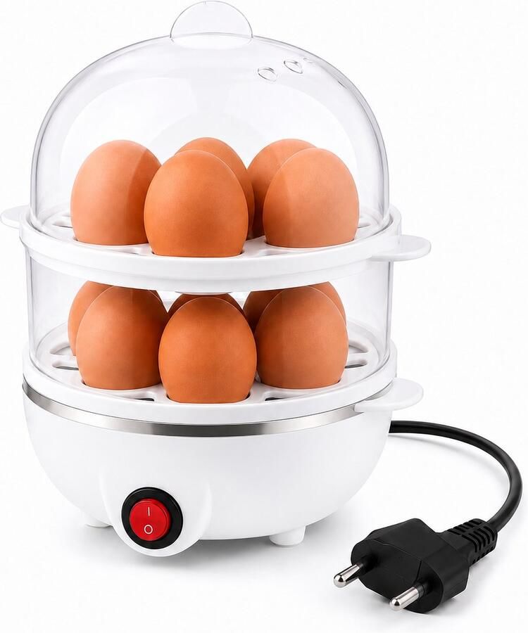 Xenovia Premium Eierenkoker 14 eieren tegelijk Wit Eierkoker (Zacht Medium Hard gekookt) eierkoker elektrisch Inclusief maatbeker Eenvoudig schoon te maken
