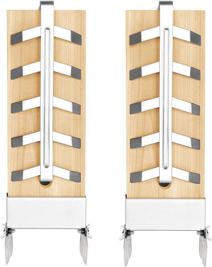 Flammlachsplanken Grill 2 stuks – 47 x 16 cm – BBQ Zalmplank voor Grote Zalmfilets – Verstelbare Hoek – Multifunctioneel voor Grillen & Serveren