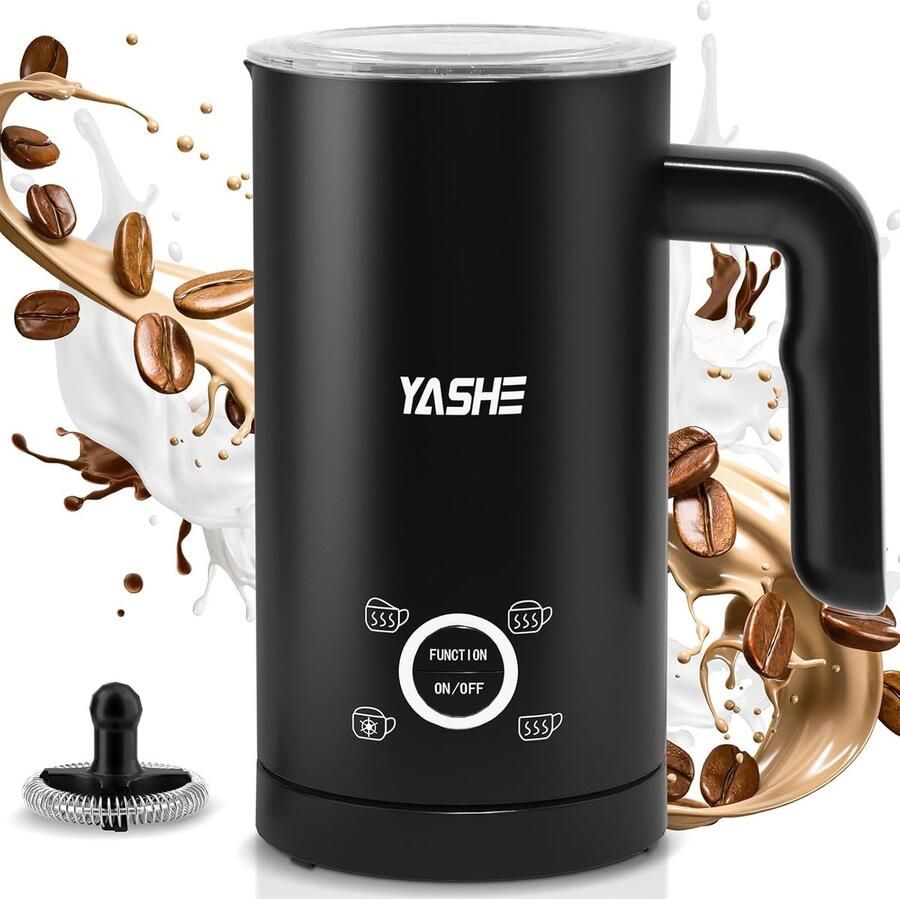 YASHE elektrische melkopschuimer 4-in-1 300 ml warme en koude melkschuim 500W zwart