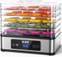 YASHE voedseldroger 400W 5 RVS droogrekken timer 1-48 uur temperatuur 35-70 graden BPA-vrij - Thumbnail 2