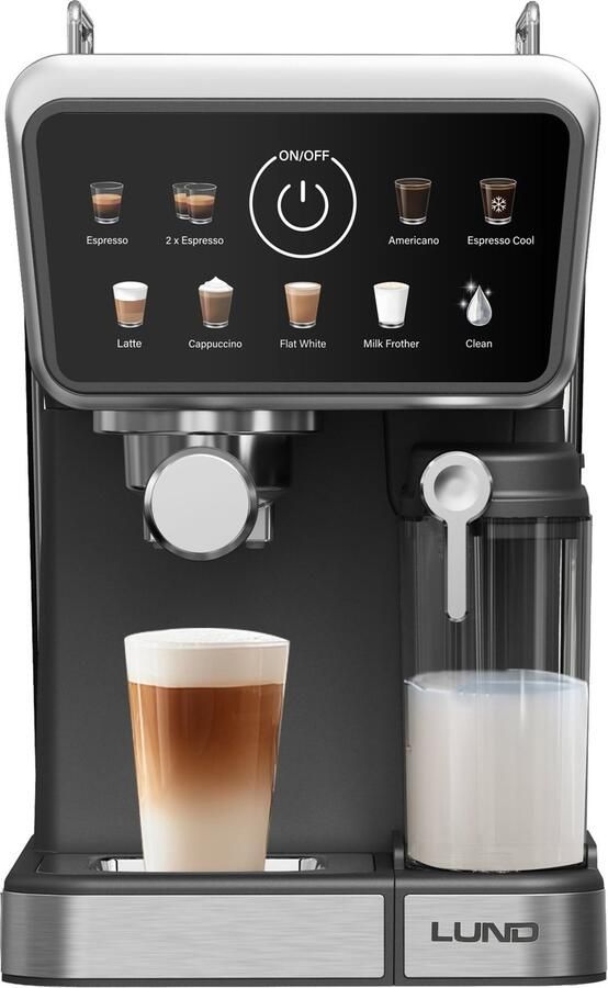 Yato LUND 68502 9-in-1 Halfautomatische Espresso- & Capsulemachine – 20 Bar – Thermoblock – Automatische Melkopschuimer – Geschikt voor Gemalen Koffie & Nespresso Capsules