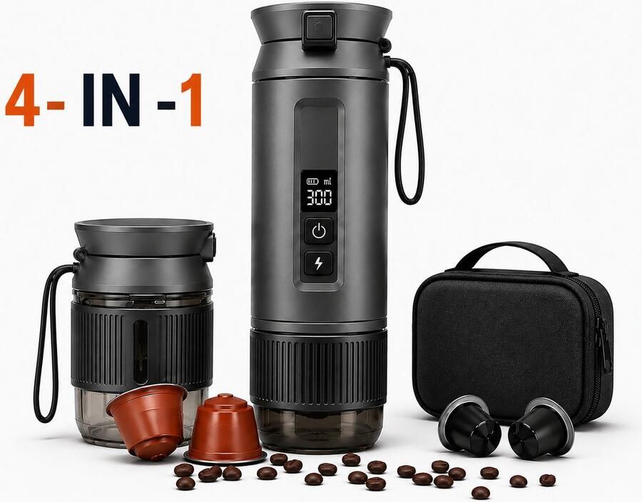 YEMTECH 4 in 1 Draagbare Koffiemachine Draagbare Espressomachine Espresso Filterkoffie 100 ml Mini Koffiemachine Oplaadbaar 9600mAh Pour-Over Filterkoffie - Foto 2