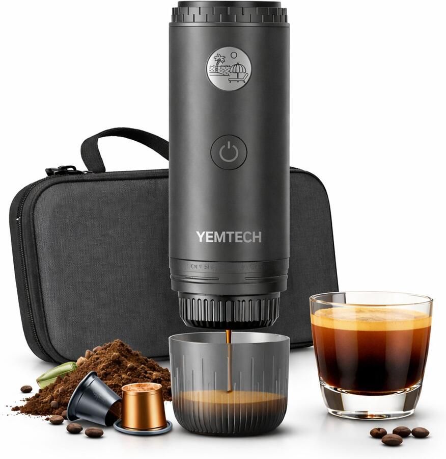 YEMTECH Draagbare Elektrische Espressomachine Draagbare Espressomachine voor onderweg 100 ml max. Mini Reis Espressomachine Mini Koffiemachine – Oplaadbaar 7800mAh – Voor Camping Auto & Reizen
