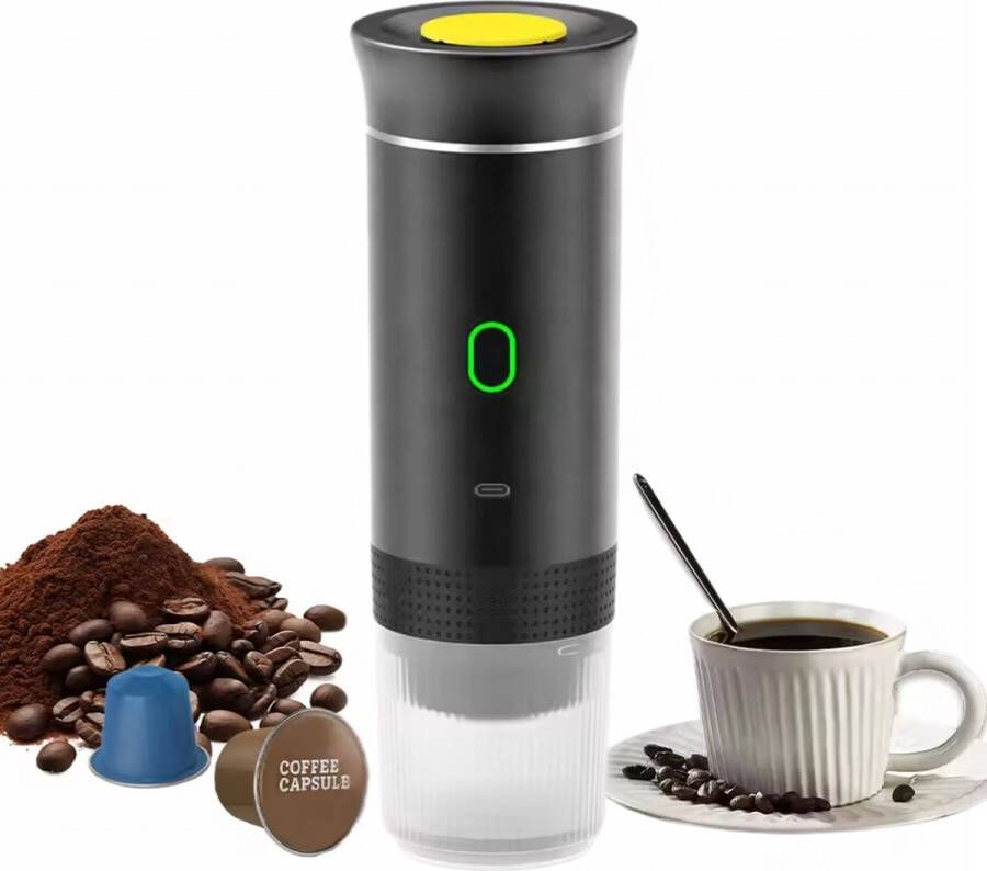 YHS Draagbaar Koffiezetapparaat Draadloos 12 Volt Espresso Nespresso Dolce Gusto Capsule Koffie Oploskoffie Cups Koffiezetapparaten Oplaadbaar Voor In Auto En Thuis Zwart Draagbare Koffiemachine Draagbare Espressomachine