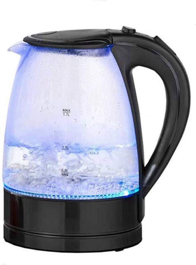 YILTEX – Waterkoker – 1.7 liter – Glas – RVS – LED verlichting – Waterkokers Zwart