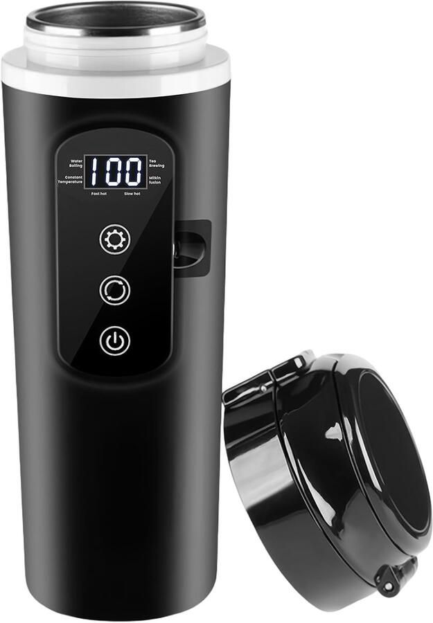 Ynkkvre Drinkfles Draagbaar Waterfles Waterkoker Autoverwarmingsbeker Slimme Drinkfles 400ml 4 Temperatuurstanden 12V 24V Lekdicht