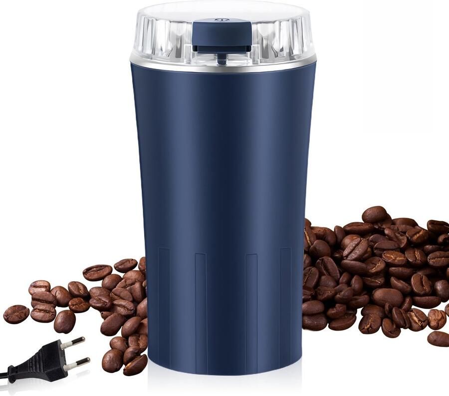 Ynkkvre Kaffeemühle Elektrisch 300W Elektrische Kaffeemühle Krachtige Motor En Voedselkwaliteit Rvs Mes 1 Stuk Voor Koffie Kruiden Noten Blauw