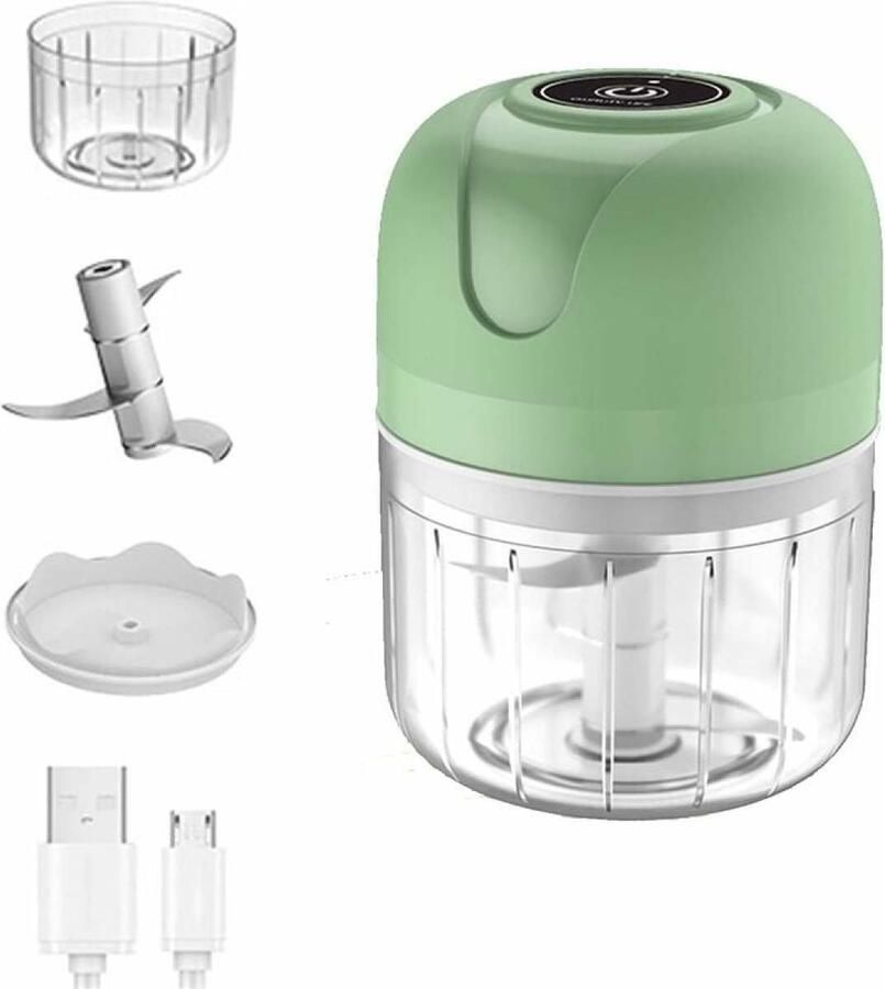 Ynkkvre – Keukenmachine – Mini Elektrische Hakker – Draadloos – 250 ml – Voor Knoflook Groenten Fruit Uien Vlees Salades Babygerechten Kruiden