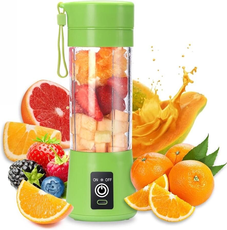 Ynkkvre Mini-Mixer Smoothie Maker Draagbaar Met 6 Klingen En USB-Oplaadbare Batterij 1 Stuk Voor Thuis En Onderweg Groente