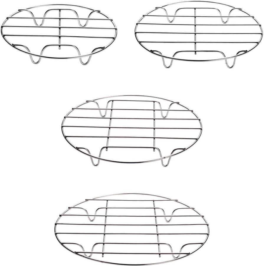 Ynkkvre – Ovenrooster – 4-pack ronde roestvrijstalen rekken 7 8 9 10 inch – stoomrek en bakrek – voor bakken koken stomen wecken en liften van voedsel – geschikt voor airfryer en snelkookpan