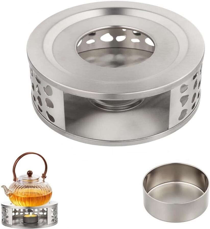 Ynkkvre Waterkoker Theelicht Houders Warmhouden Van Warme Dranken Met Ruime Opening 1 Stuks Voor Theepotten En Koffiezetapparaten Zilver