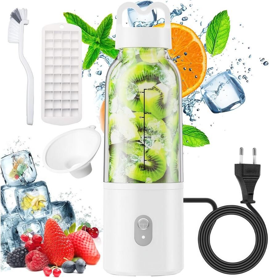 YONO Blender To Go 500ml 175W Draagbare Smoothie Maker Portable Fresh Juice Mini Blender Wit