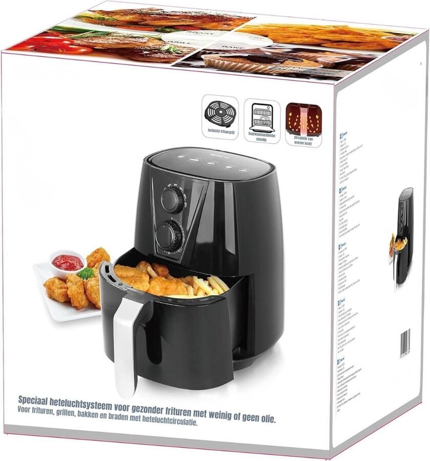 YOR Airfryer xl Airfryer xxl Heteluchtfriteuse Frituur grill bak en braad- Zwart ‎26cm x 32cm x 29cm - Foto 2