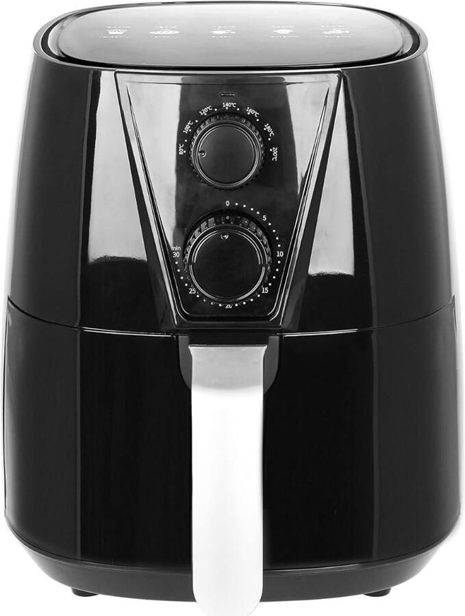 YOR Airfryer xl Airfryer xxl Heteluchtfriteuse Frituur grill bak en braad- Zwart ‎26cm x 32cm x 29cm