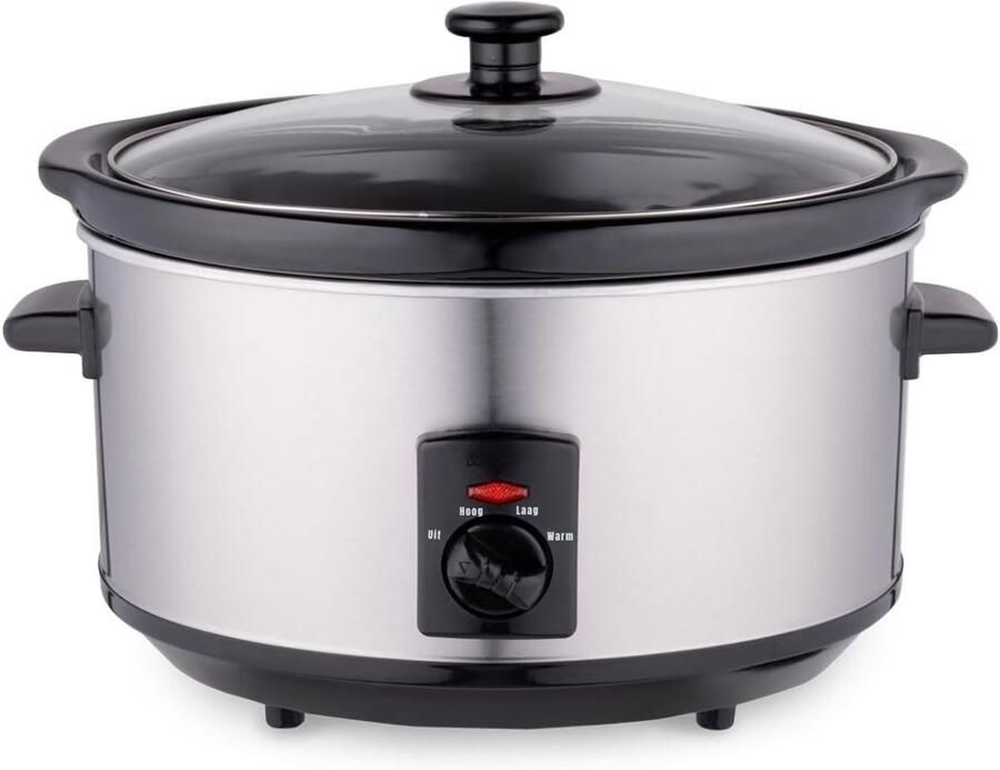 YOR Slowcooker met timer Slowcooker Crockpot Zilver ‎33cm x 23cm x 25 cm