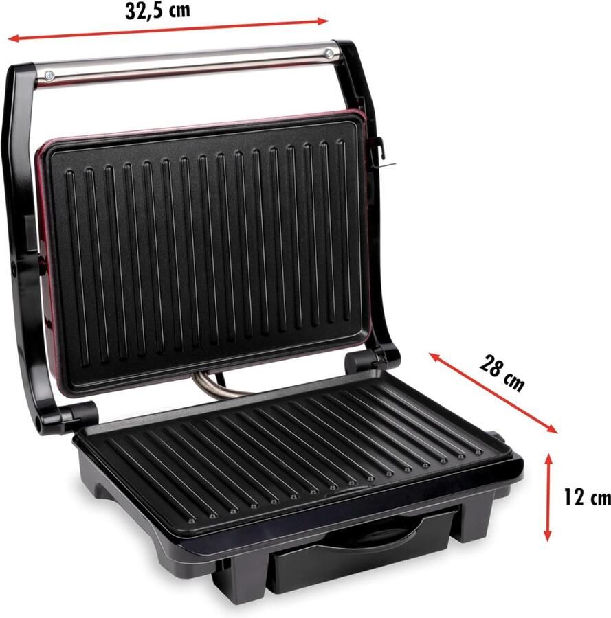 YOR Tosti-ijzers Tosti Apparaat Tosti Ijzer Zwart Rood 28cm x 33cm x 12cm - Foto 2