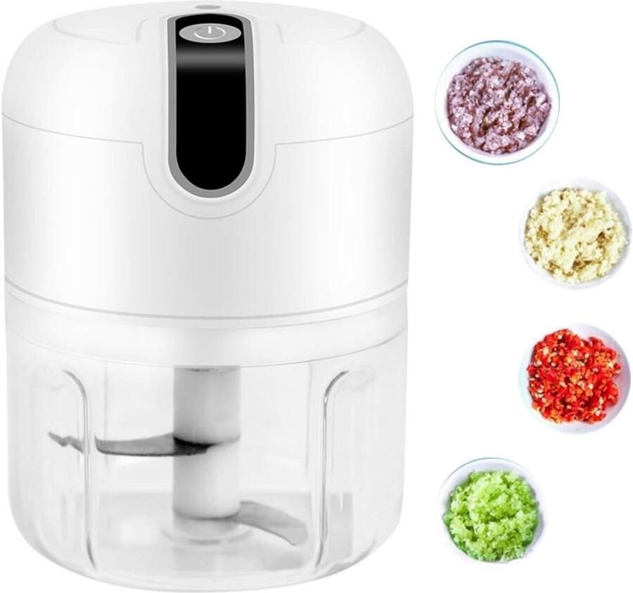 YOZHIQU Draadloze Hakmolen Mini Keukenmachine met 250ml Capaciteit en 3-bladensysteem USB Oplaadbaar Eenvoudige Bediening Kruisbevestiging voor Stevige Montage Geschikt voor Babyvoeding en Kruiden Plastic Behuizing 123x93x94mm