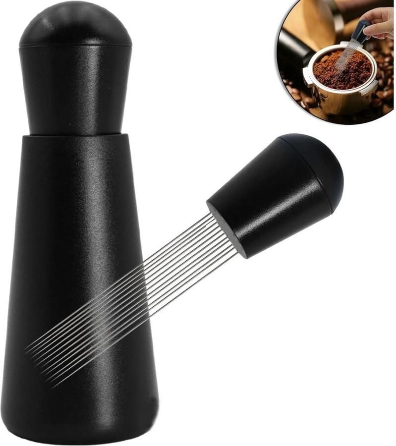 YOZHIQU Koffiedispenser Espressodispenser Espressobarista-tool met roestvrijstalen naald Zwart