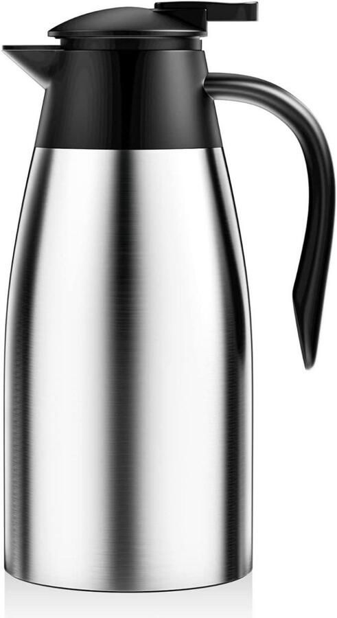 YOZHIQU Thermoskan Karaffen voor warme dranken 2L Capaciteit 24u Langdurige Warmtebehoud Strakke Afdichting Uniek Design Geschikt voor Koffiezetapparaat Theepot en Waterkoker Metaal Zilver