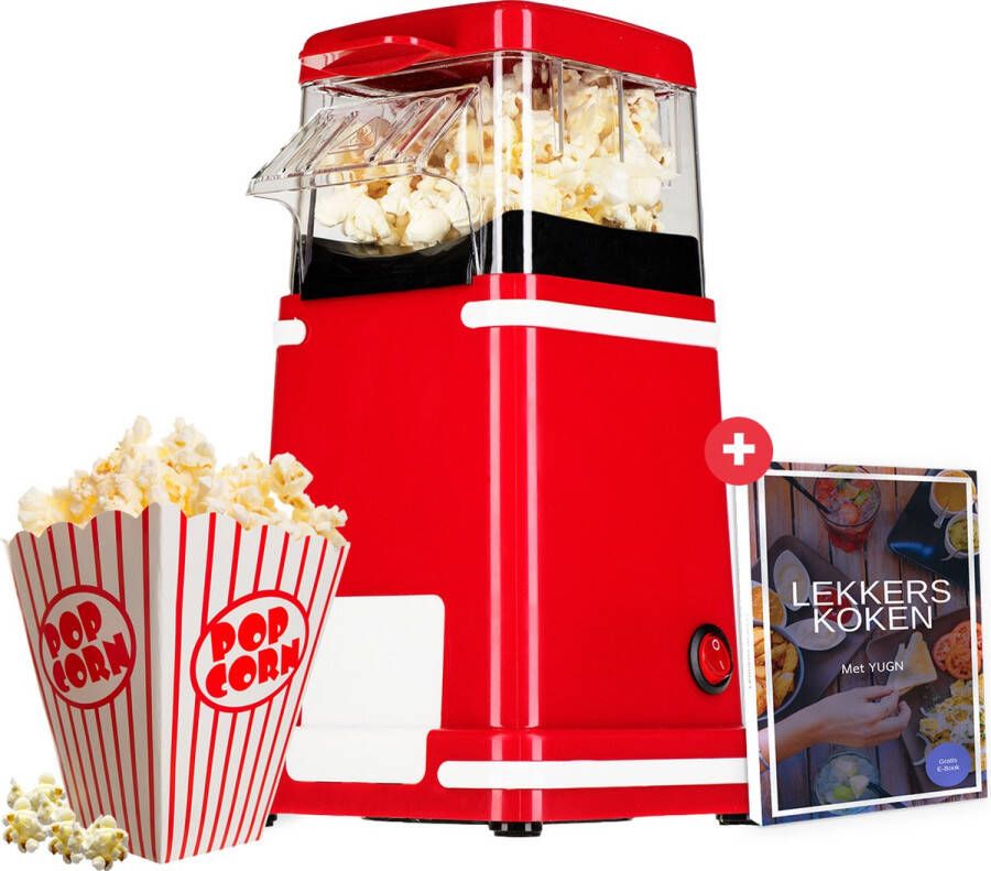 YUGN RETRO Popcorn machine Nostalgische Popcornmachine Voor Thuis Popcorn maker 1200 W Kleur Rode eBook toegang Cadeau tip Sinterklaas - Foto 1
