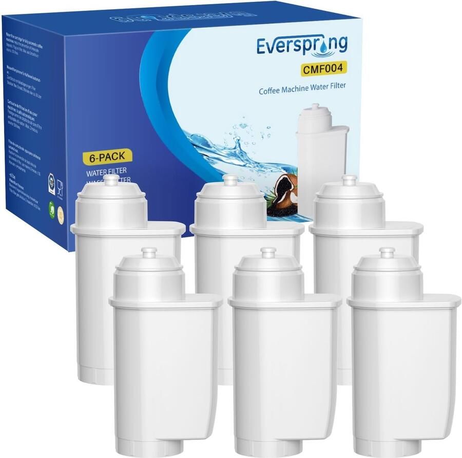 YUNDA H&H TECH (Tianjin) CO. LTD. EVERSPRING Waterfilter voor Koffiemachine Compatibel met Siemens EQ Series Waterfilters EQ3 EQ6 EQ9 EQ500 S700 Brita Intenza 575491 Bosch TCZ7003 TCZ7033 NSF-gecertificeerd 6 stuks