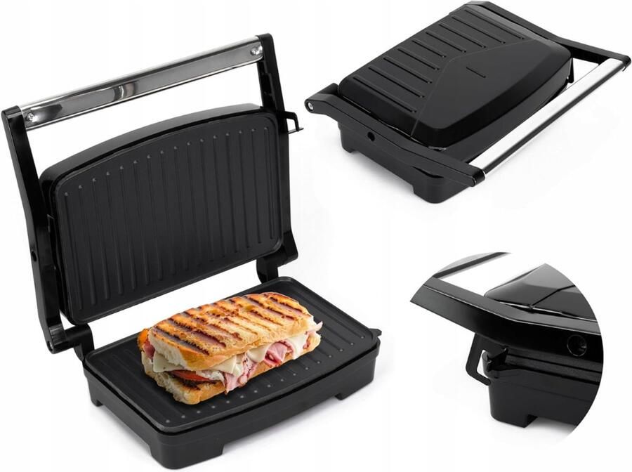 Zavio Contactgrill Tosti Apparaat Tosti-ijzers Panini Grill Zwart