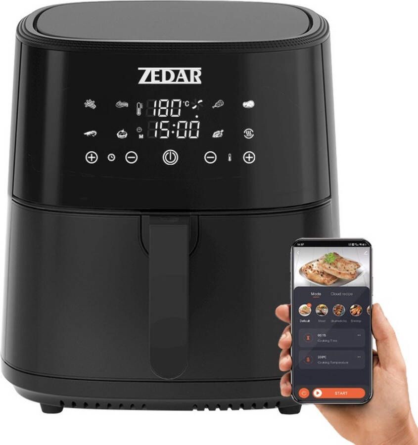 Zedar AF600 Airfryer XXL Met APP Groot 8 Liter Heteluchtfriteuse Zwart Digital Touchscreen 50 voorgeprogrammeerde gerechten - Foto 2