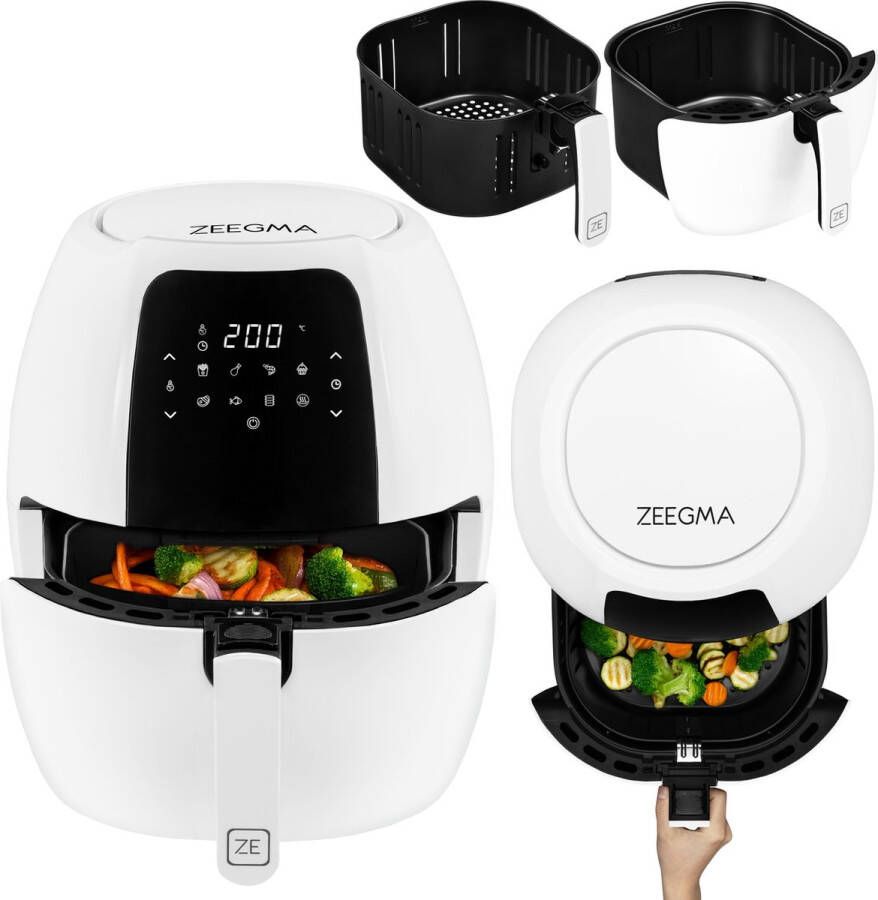 Zeegma KNAPPER GRAND Airfryer XXL Heteluchtfriteuse 1800 W met 9 Kookprogramma s 6L Mand 7 7L Kom Temperatuurbereik van 60-200°C Vaatwasmachinebestendig Snelle Opwarming en Vetvrije Bereiding van Maaltijden voor het Hele Gezin