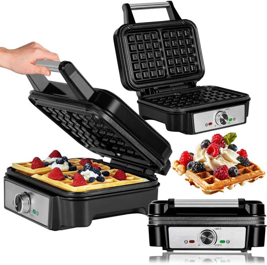 Zeegma Gofree Chef – Wafelijzer – Voor 2 Wafels 4x5 – 1200W – Antiaanbaklaag – Traploze Temperatuurregeling – LED-indicator – Diepe Groeven – Thermo-geïsoleerd – Veelzijdig Gebruik – Snel Opwarmen – Makkelijk Schoonmaken