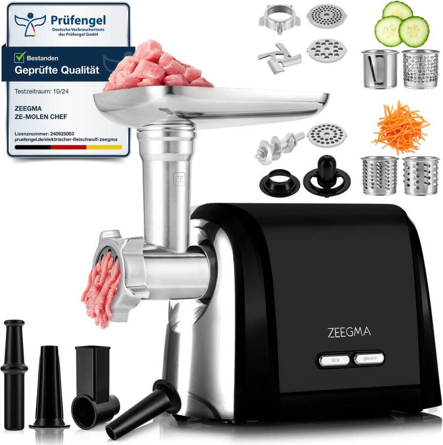 Zeegma Molen Chef Elektrische Vleesmolen Professionele Gehaktmolen 10in1 180 kg u 1900W Voor alle soorten vlees RVS Metalen bak en behuizing - Foto 3