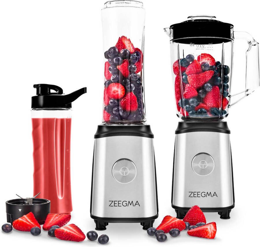 Zeegma Vitamine Blender Met glazen kan 1 liter 1050 Watt Mix&GO - Foto 2