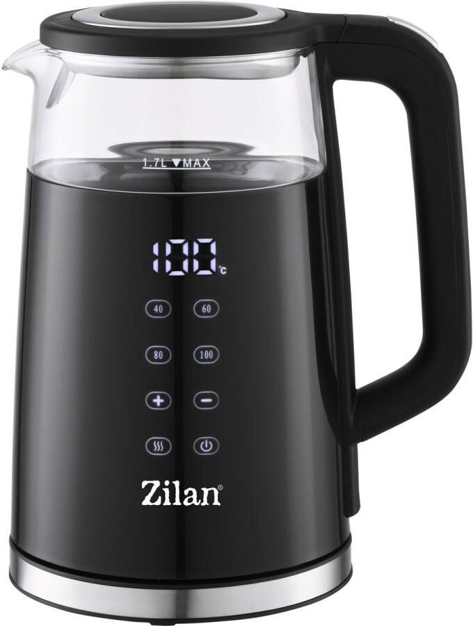 Zilan Digitale Waterkoker 1.7L met Temperatuurregeling – Dubbelwandig – Zwart – ZLN7859