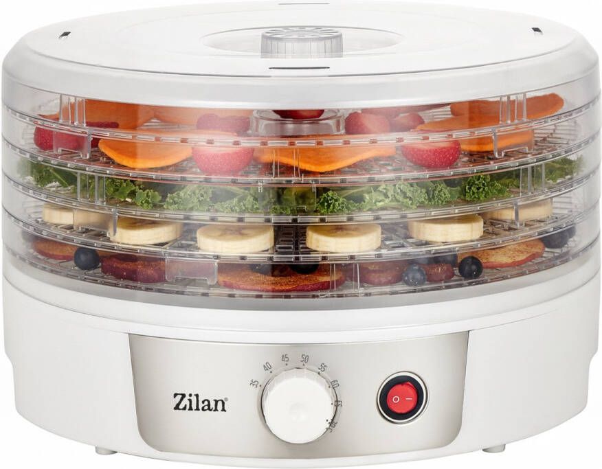 Zilan Voedseldroger ZLN2037 – 5 Lagen – 250W – BPA vrij Instelbare Temperatuur 35-70°C – Tot 2 Liter Fruit Groente Vlees & Kruiden Drogen – Compact & Stil