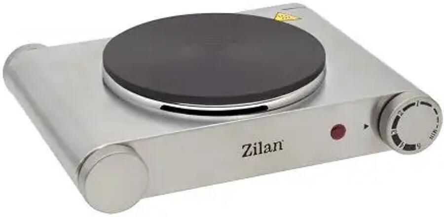 Zilan Elektrische Kookplaat 1500W – 1-Pits Draagbare Kookpit met Gietijzeren Plaat – RVS Behuizing Traploze Thermostaat & Oververhittingsbeveiliging