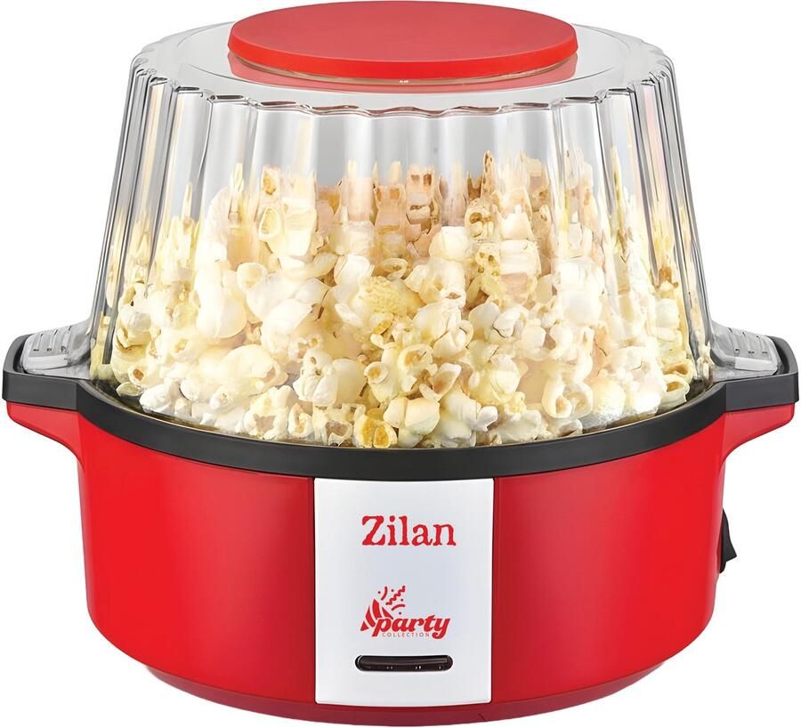 Zilan Popcornmachine 700W – Popcorn Maker – 60 g per Bereiding – Automatische Roerfunctie – Anti-aanbaklaag – Deksel als Serveerschaal – Rood