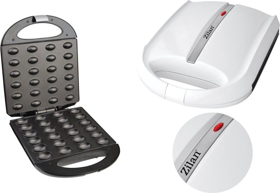 Zilan ZLN-2809 Notenkoekjesmaker Wafelnootjes maker – 1400 W – Cake Pop Maker– Anti-aanbak & Cool-Touch – Wit