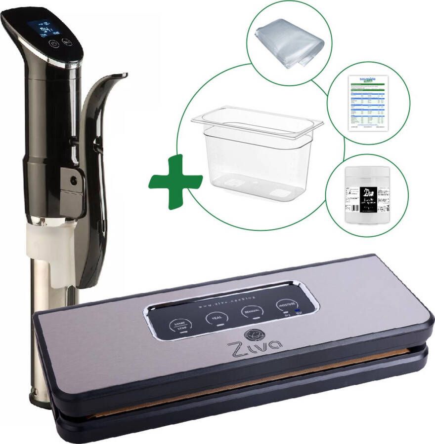 Anova Sous vide bundel met Wartmann 1507(1300W) sous-vide stick Ziva Easvac vacuümsealer- Klein(7 liter) waterbak reservoir handige accessoires!