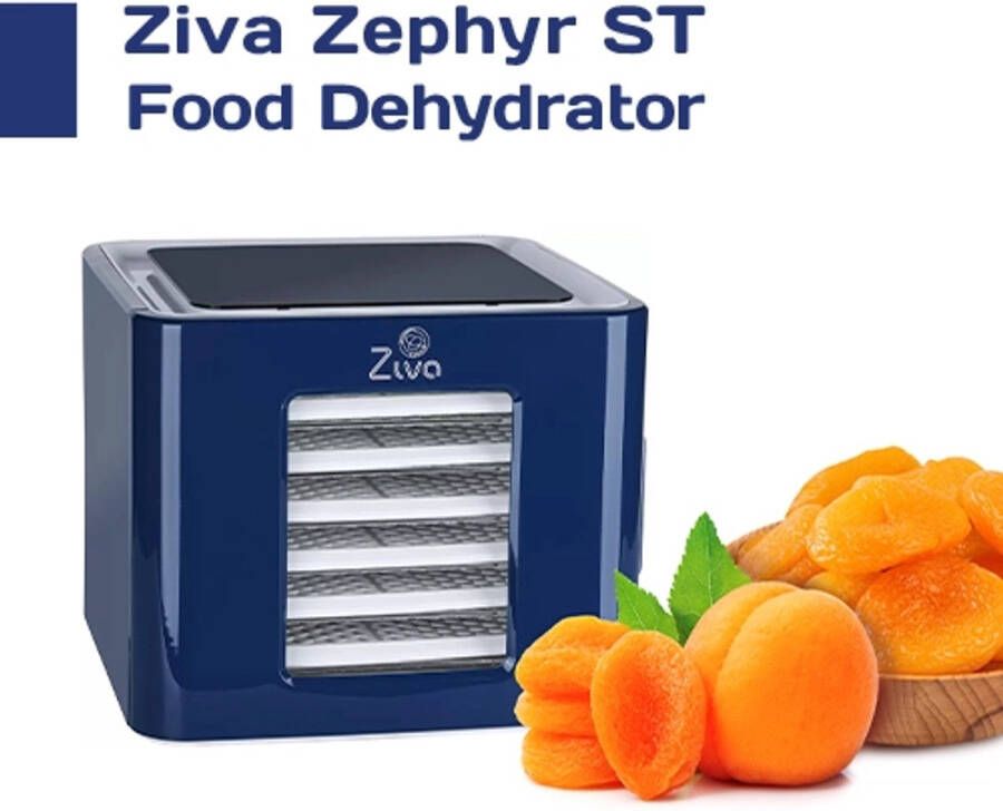 Ziva Zephyr ST voedseldroger RVS droogoven dehydrator 6 roestvast stalen drooglades perfect voor het drogen van fruit vlees kruiden groente en meer! - Foto 2