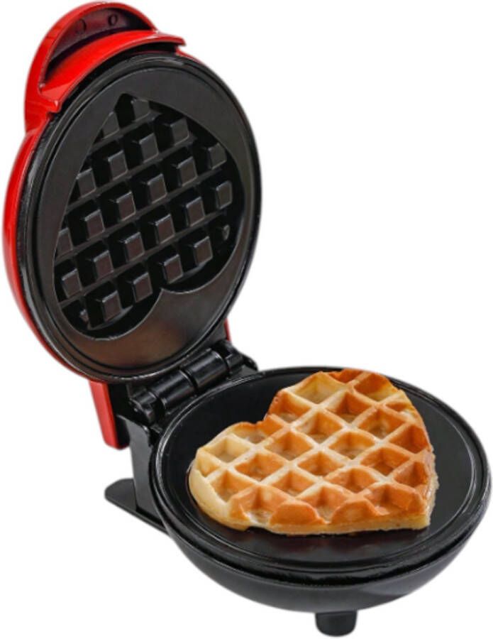 Zonder merk S&E Compacte Mini Wafelmaker – Voor Snel & Zoet Genot Hart rood