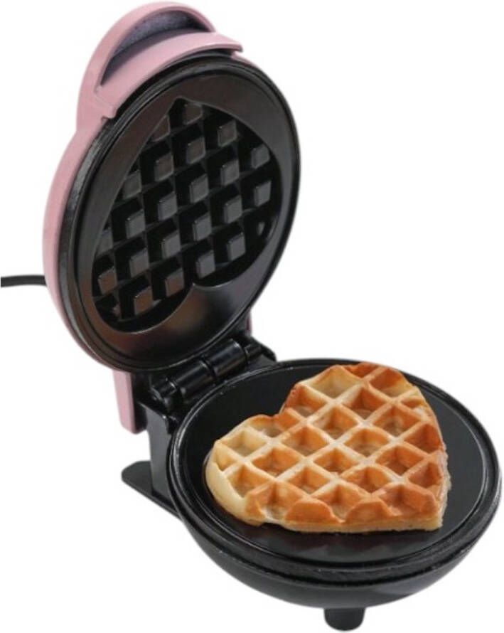 Zonder merk S&E Compacte Mini Wafelmaker – Voor Snel & Zoet Genot Hartje Roze