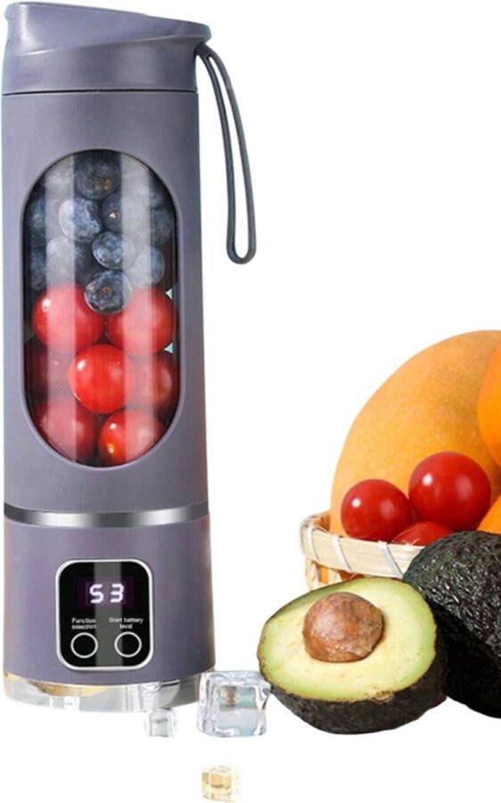 Zonder merk S&E Draagbare Mini Juicer – Multifunctionele USB Oplaadbare Persoonlijke Blender met Verborgen Messen en Eenvoudige One-Touch Bedieningen Paars