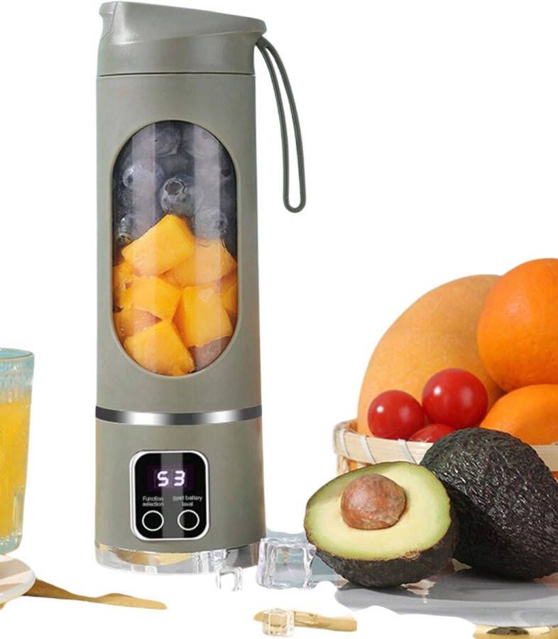 Zonder merk S&E Draagbare Mini Juicer – Multifunctionele USB Oplaadbare Persoonlijke Blender met Verborgen Messen en Eenvoudige One-Touch Bedieningen Groen