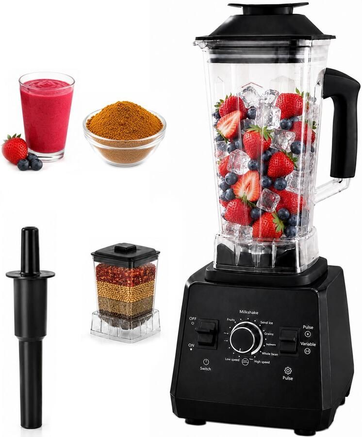ZOSUDULL -Smoothie Blender-Blenders-1400W borstelloze motor en 1 9L kan-Smoothie Blender IJscrusher-10 snelheden puls en tamper voor ijs noten smoothies en sauzen-zwart