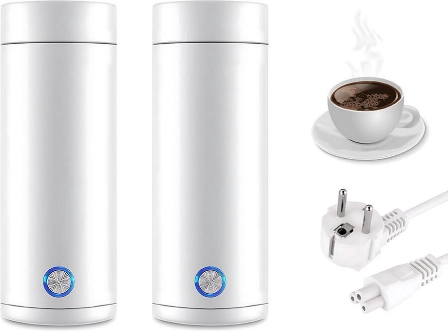 ZREE 3 in 1 Reis Waterkoker 400 ML Draagbare Mini Thermosfles Auto & Camping Kleine Water Koker Voor Babyvoeding Wit 2 Stucks