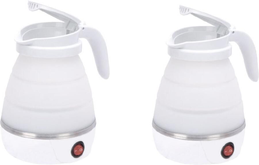 ZREE Camping Waterkoker Opvouwbare Waterkoker 0 6 L Reis Silicone Draagbaar heetwaterdispenser waterkoker camping Mini Camping Wit voor Keuken Kamperen mini kleine Buiten 2 Stucks