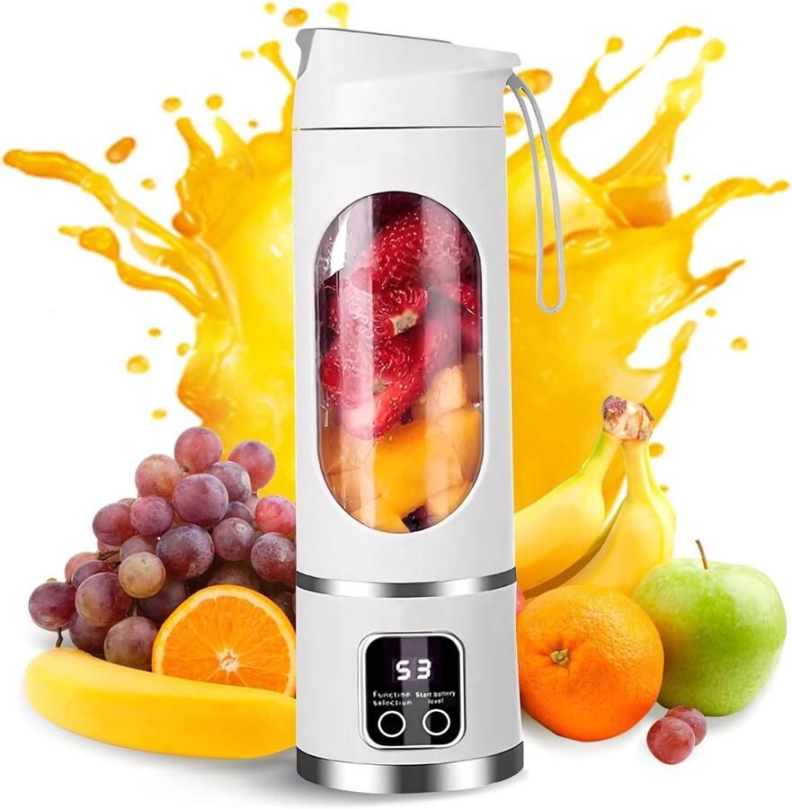 ZREE Elektrische Citruspers Sinaasappel & Citroen Pers USB Oplaadbaar Compacte Sapcentrifuge Fruitpers voor Vers Sinaasappelsap & Shakes Wit 450ML