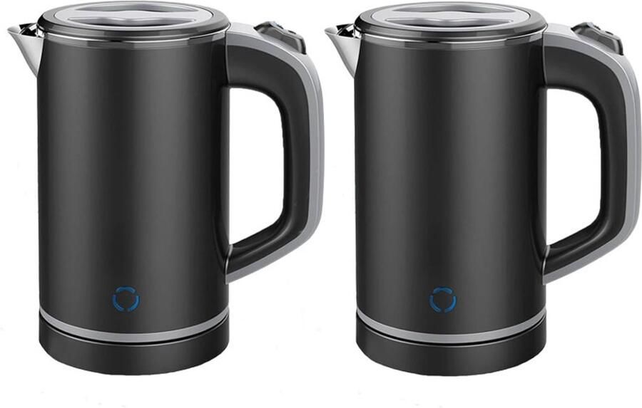 Dnntunk Waterkoker Elektrische Waterkoker 0.8L RVS Zwart 2 Stuks