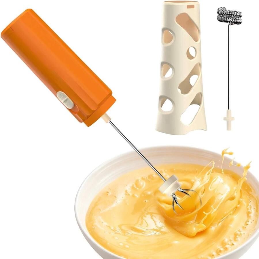 ZVD Elektrische Melkopschuimer Melkklopper Melk Opschuimer Handmatig Oplaadbare handsfree melkopschuimer van roestvrij staal Inclusief garde-opzetstuk Geschikt voor warme chocolademelk het kloppen van eieren en het mengen van eiwitpoeder