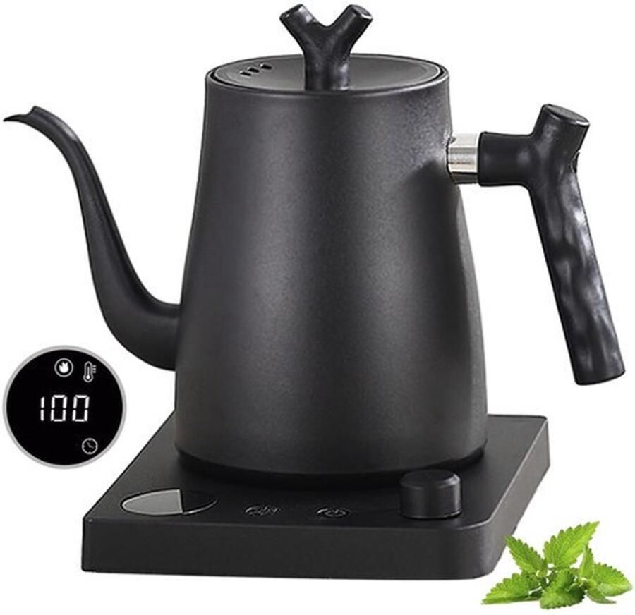 Zwanenhals Waterkoker 1 0 L 1000W 304 Roestvrij Staal Mat Zwart